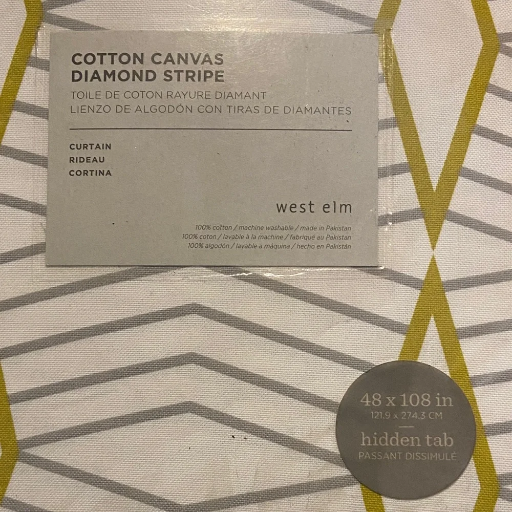 West Elm Cotton Canvas Curtain with Geometric Pattern